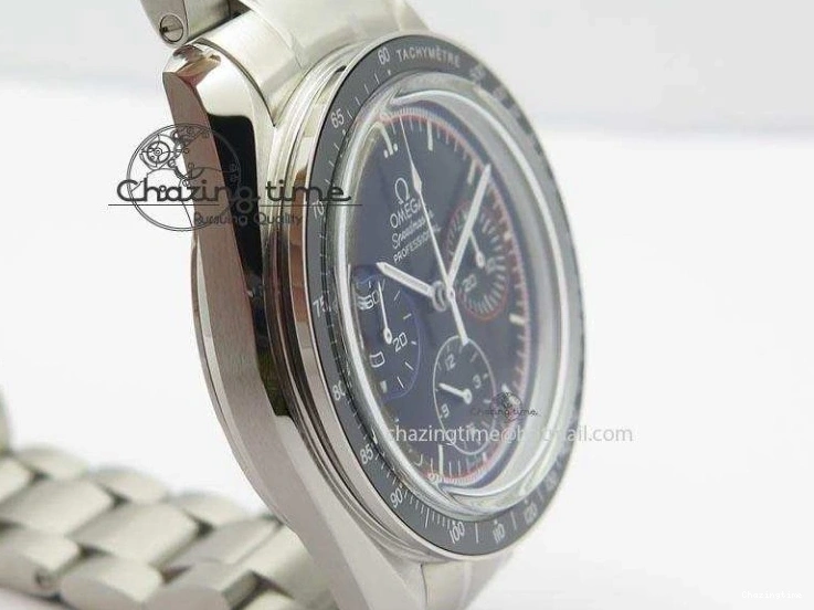 0118 Speedmaster MoonWatch  Apollo 16 Black Dial On SS Bracelet Supportive 8231